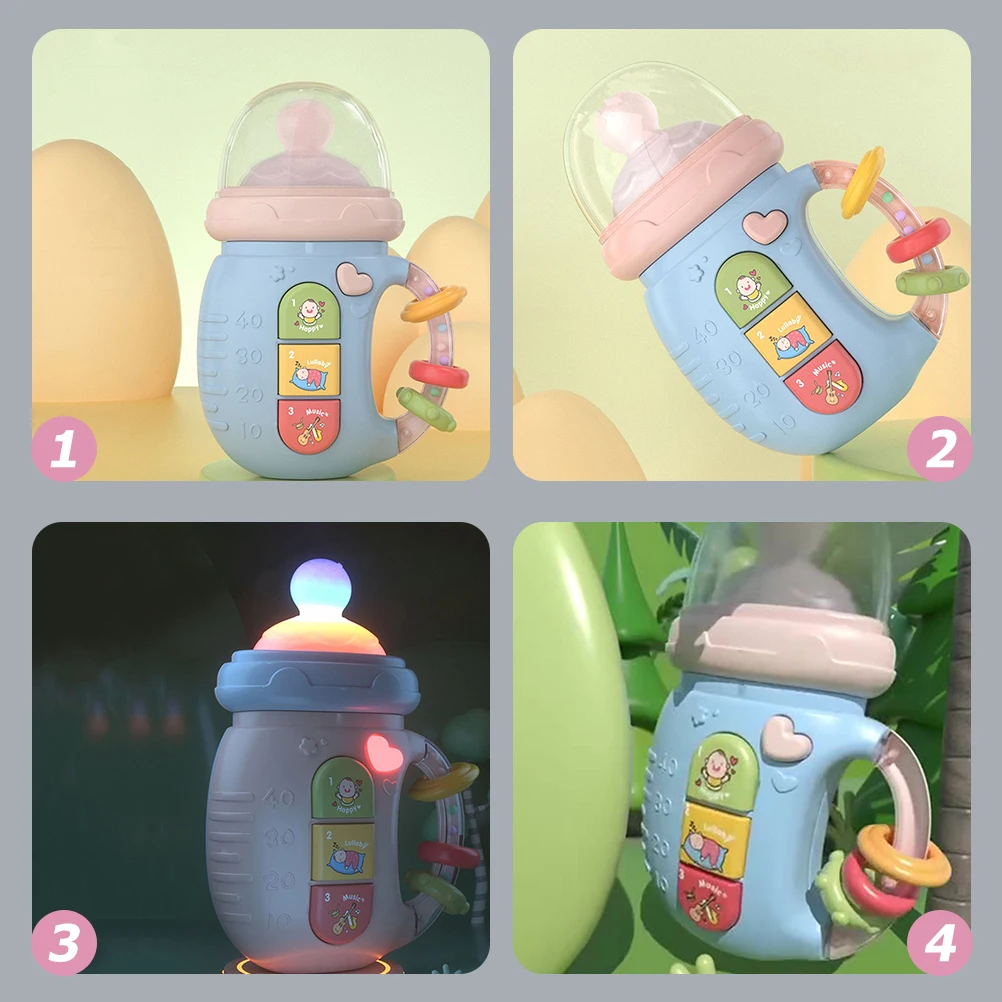 

Plastic Soothing Baby Bottle Colorful Lights Music Modes Newborn Hand Eye Coordination Bilingual Songs
