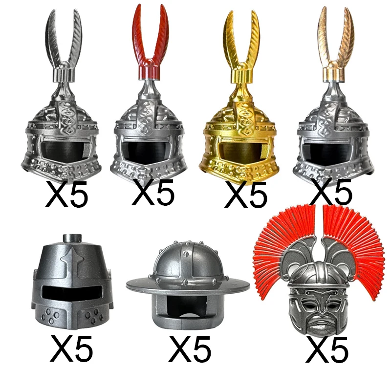 Medieval Weapon Accessories Building Blocks Royal Castle Knight Corp Weapon Shield Shoulder Armor Roman Soldier Helmet Brick Toy