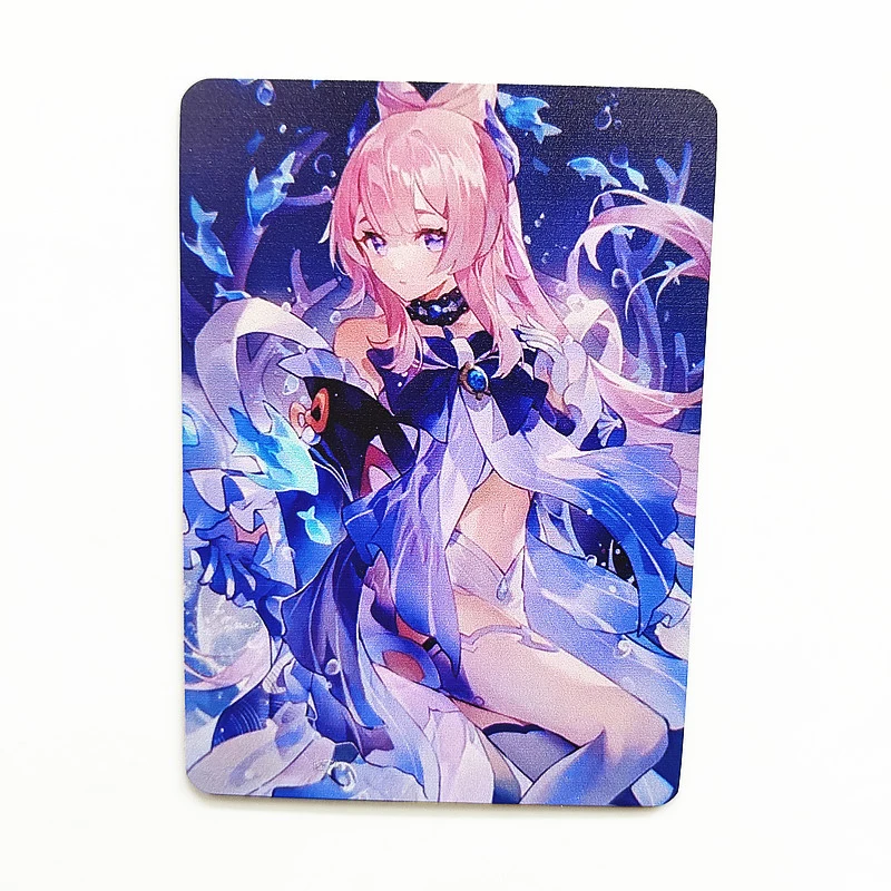 Anime Genshin Impact Peripheral Diy Metal Collectible Cards Yae Miko Raiden Shogun Kamisato Ayaka Christmas Birthday Gifts Toys