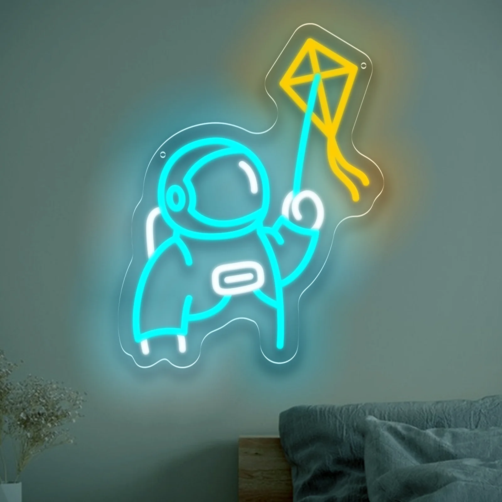 

Неоновая LED-вывеска «Космонавт» с USB-питанием и регулировкой яркости для игровой комнаты, бара, подарка на день рождения, декора стен для любителей астрономии