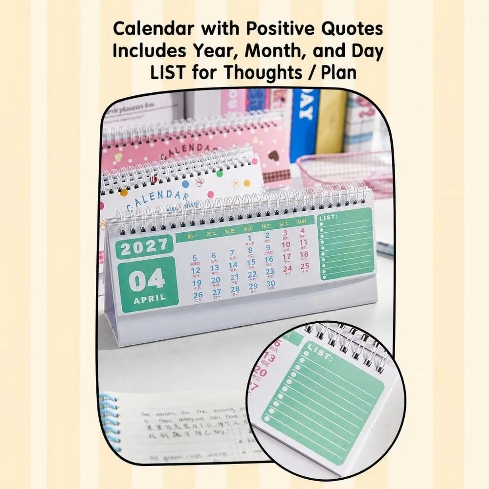 Gifts Polka Dot 2027 Desk Calendar Foldable Stand Colorful Table Calendar Flip Calendar Home Office