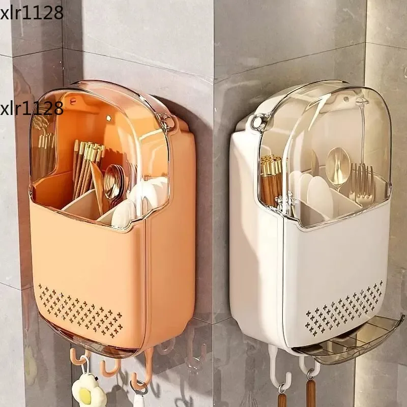 

Household Wall Mount Chopstick Storage Tube Kitchen Spoon Shelf Organizer for Utensils