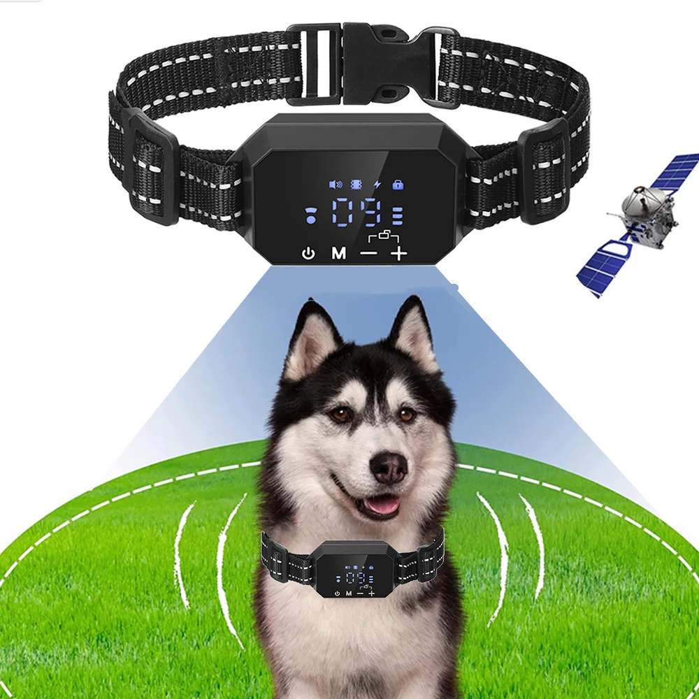 

GPS Wireless Dog Fence Electric Shock Vibrate Range 100-3300 Ft Adjustable Warning Strength Rechargeable Pet Containme