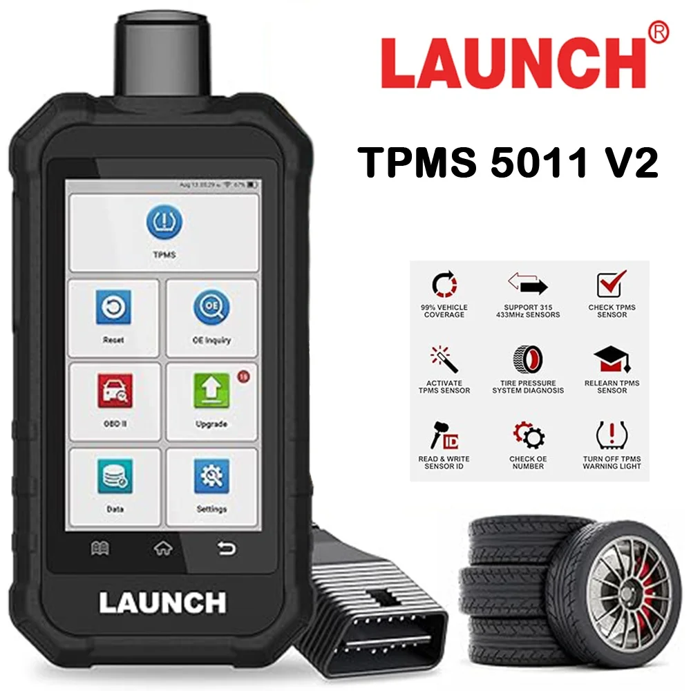 LAUNCH X431 Creader TPMS 5011 V2 Tire Pressure Programming Sensor Scanner Tool Supports All 315/433MHz with 12 Service Functions