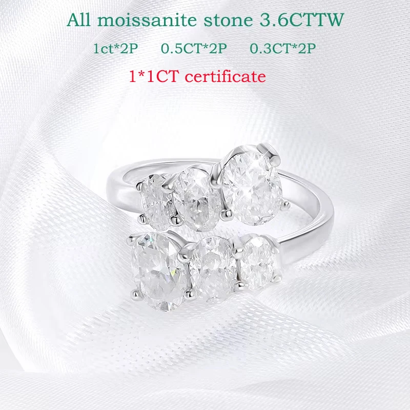 Cincin Kawin Moissanite Bersertifikat Smyoue 3.6CTTW untuk Wanita, Cincin Berlian Laboratorium Berkilau untuk Pengantin, Perak Murni 925 Berlapis Emas 18K