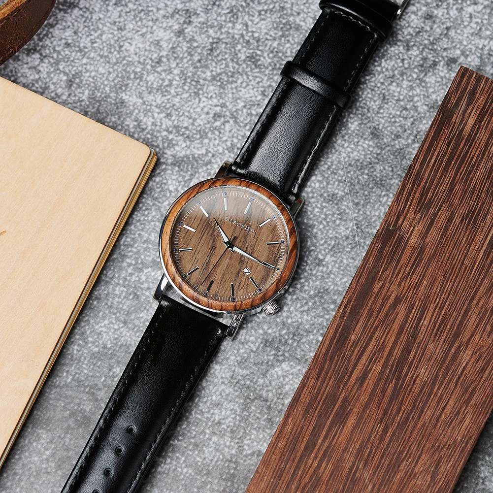 BOBO BIRD Watch Men Wooden Metal Quartz Watches Special Design Men\'s Wristwatches Miyota 2035 Movement Timepieces Great Gift