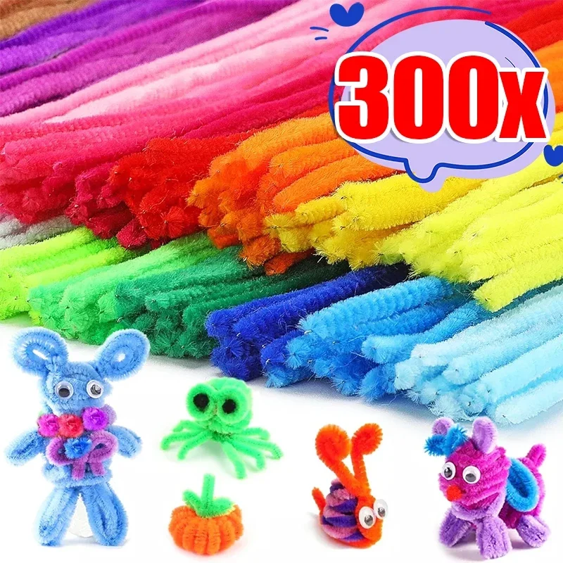 크리 에이 티브 트위스트 바 플러시 스틱 다채로운 셔닐 실 줄기 아트 장식 파이프 클리너 DIY 반짝이 막대 유선 교육 완구