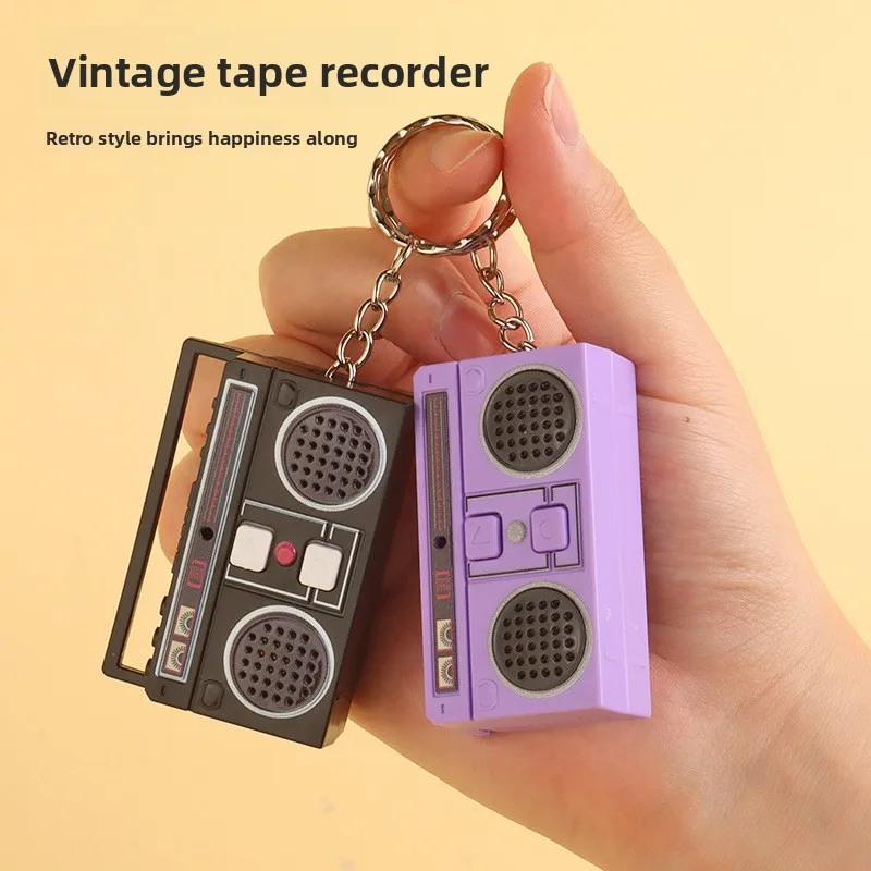 Mini Retro Recorder Keychain Can Record And Play Music Fun Music Box Pendant Personalized Couple Gift