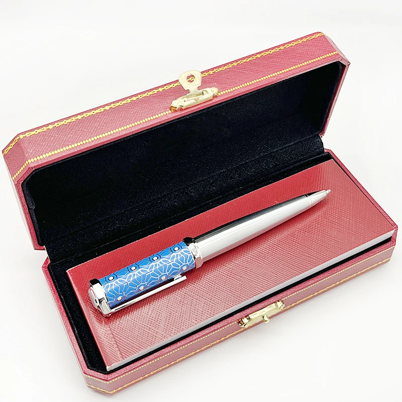 Imagem -03 - Yamalang-luxo ct Pen e Abotoaduras com Blue Barrel Snow Flower Pattern Metal Esferográfica com Número de Série