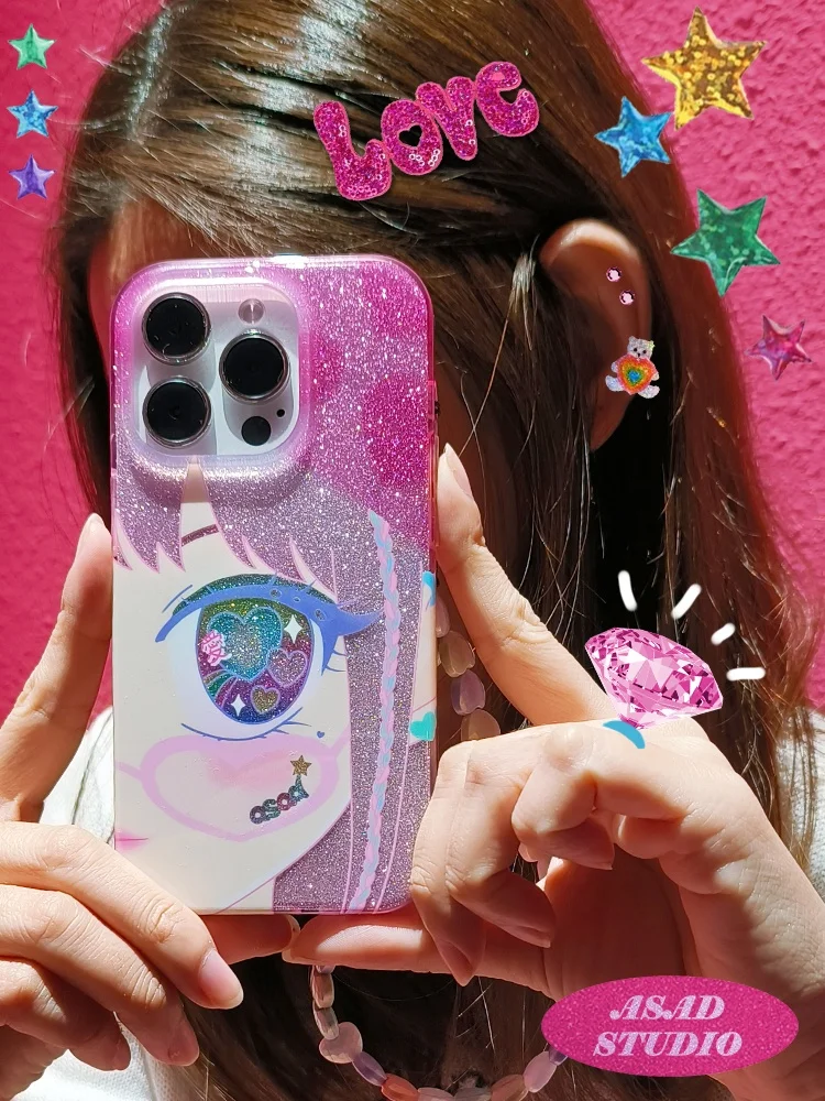 

Original Sad op Glitter Star Big Eyes Pink Phone Case for 7pro iPhone6Promax5pm Girl Sle 4 Protective Cover