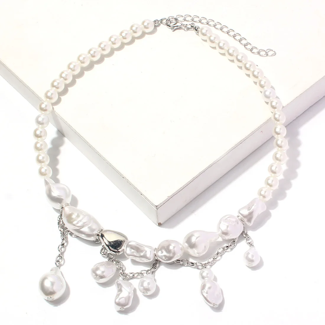 DIY accessories ins European and American fashion jewelry, simple special-shaped pearl pendant women's necklace collarbone chain