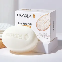 BIOAQUA White Rice Raw Pulp Facial Soap Face Wash Foam Facial Cleanser Moisturizing Oil Control Body Bathing Handmade Soap