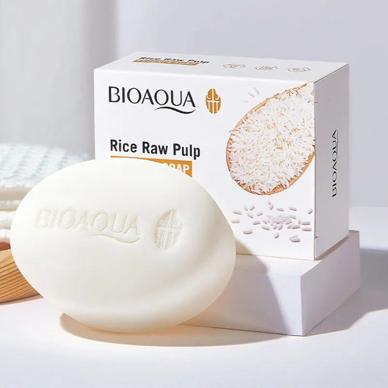 BIOAQUA biały ryż surowa miąższ mydło do twarzy pianka do mycia twarzy płyn do demakijażu nawilżający kontrola oleju kąpiel ciała mydło wyrabiane ręcznie
