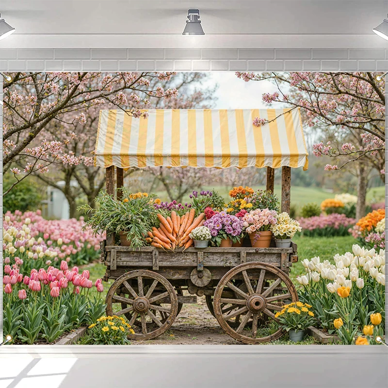 

LS Spring Easter Flower Photography Backdrop Background Garden Float Balloons Kids Girls Birthday Cake Smash Photo Studio