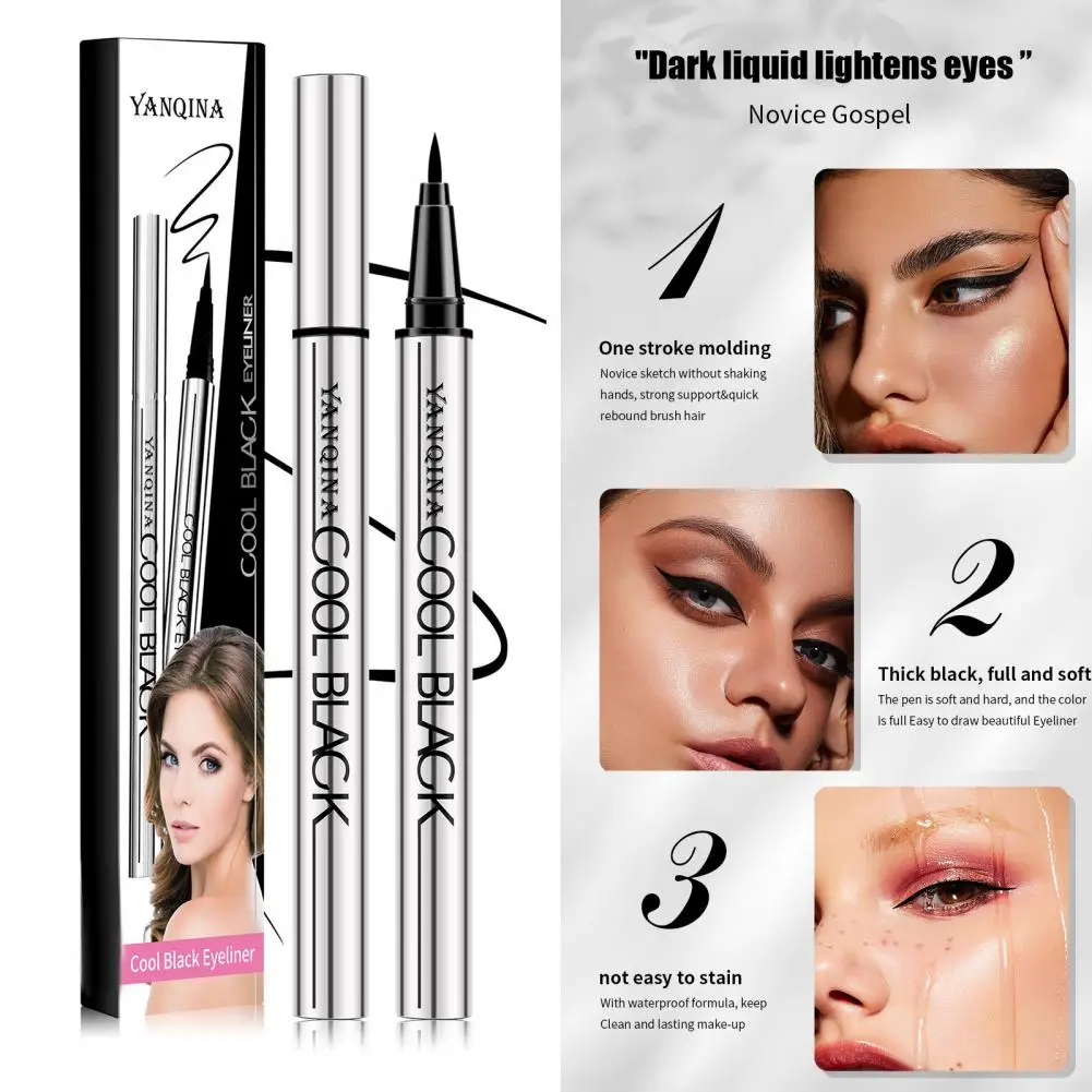 Anti-smudge Liquid Eyeliner Waterproof Black Eyeliner Long-lasting Fine Nib for Even Lines Sweat Water Resistant for Women