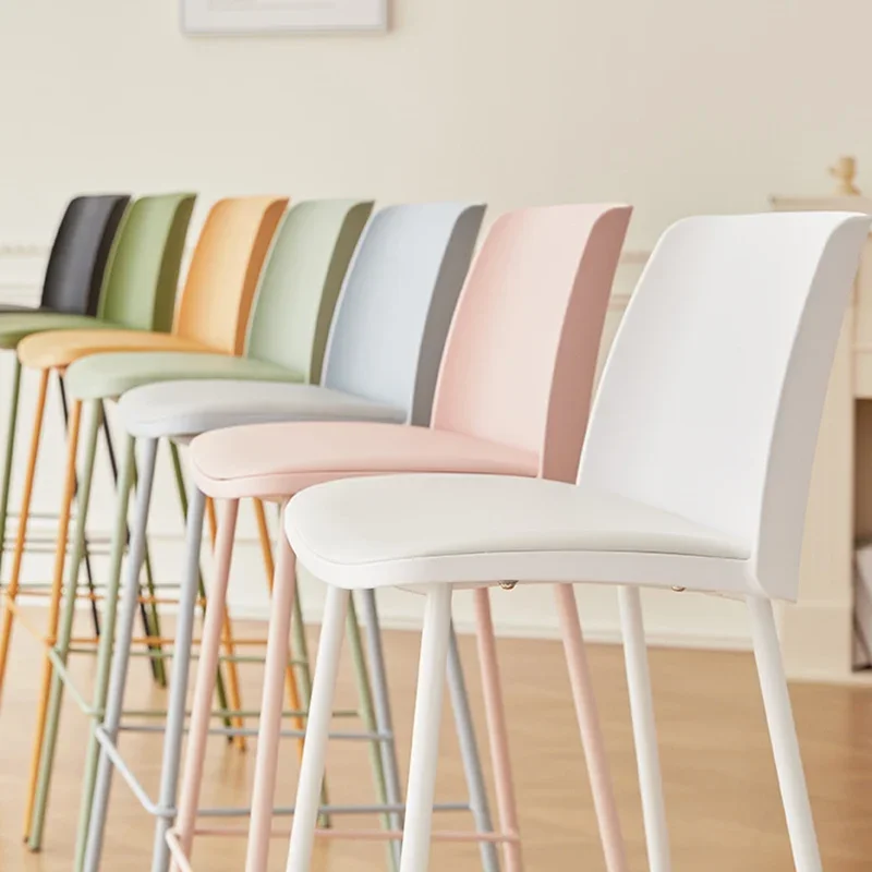 Restaurant Height Bar Stool Minimalist Plastic Long Cream Throne Dining Chairs Makeup Comfortable Bancos De Bar Trendy Furniture