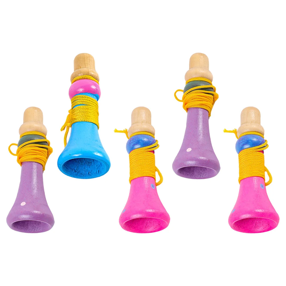 5 Stücke Holz Trompete Musikinstrumente für Kinder Gemischte Farbe Lustige Realistische Sound Spielen Anfänger Lernen