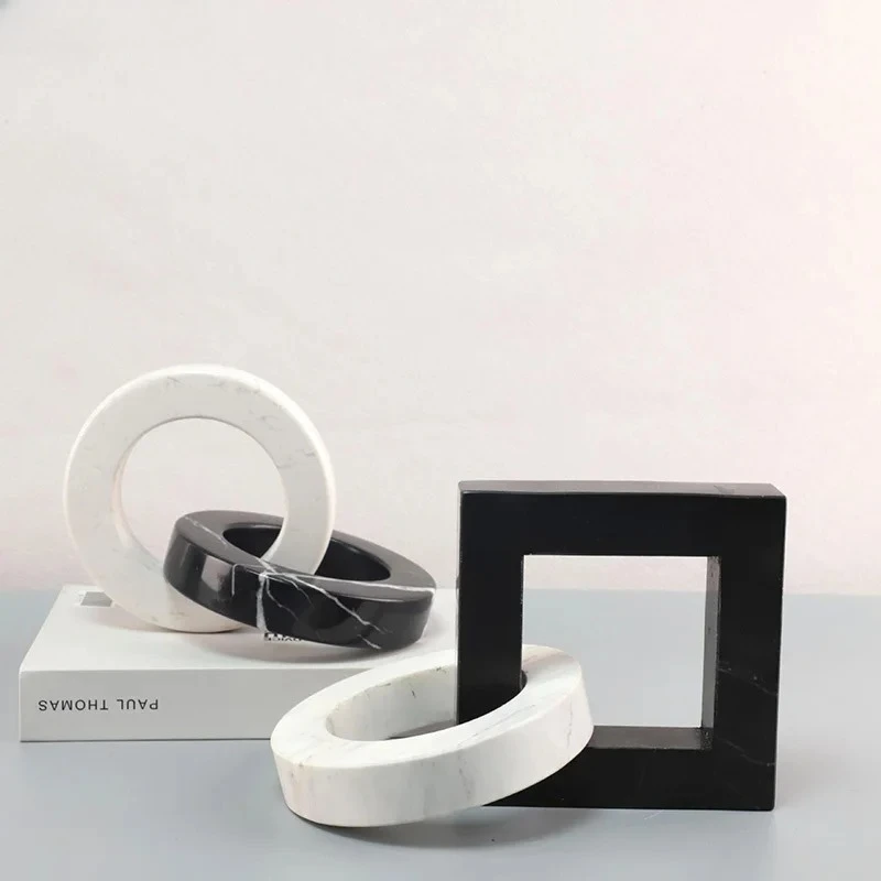 

Мраморная геометрическая кольцевая статуэтка-узел, абстрактное изделие, настольное украшение, креативная скульптура-узел, декор для комнаты, эстетический декор