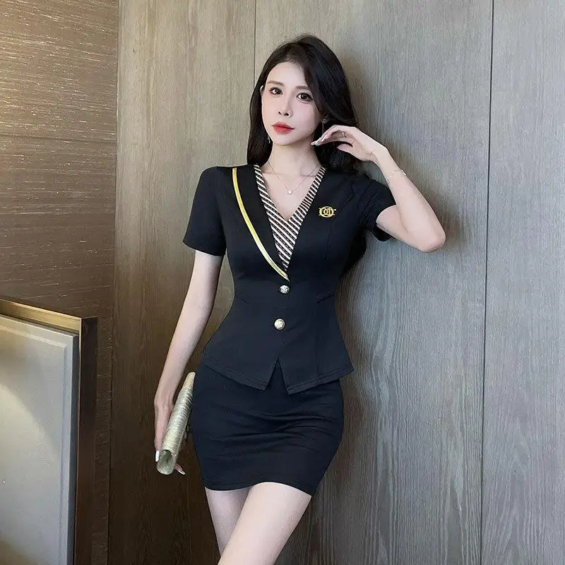 Women's New Workwear Set Hotel Waiter Beauty Salon Spa Nail Art Coffee Sexy Foot Bath Sauna Technician Overall Dress Uniform