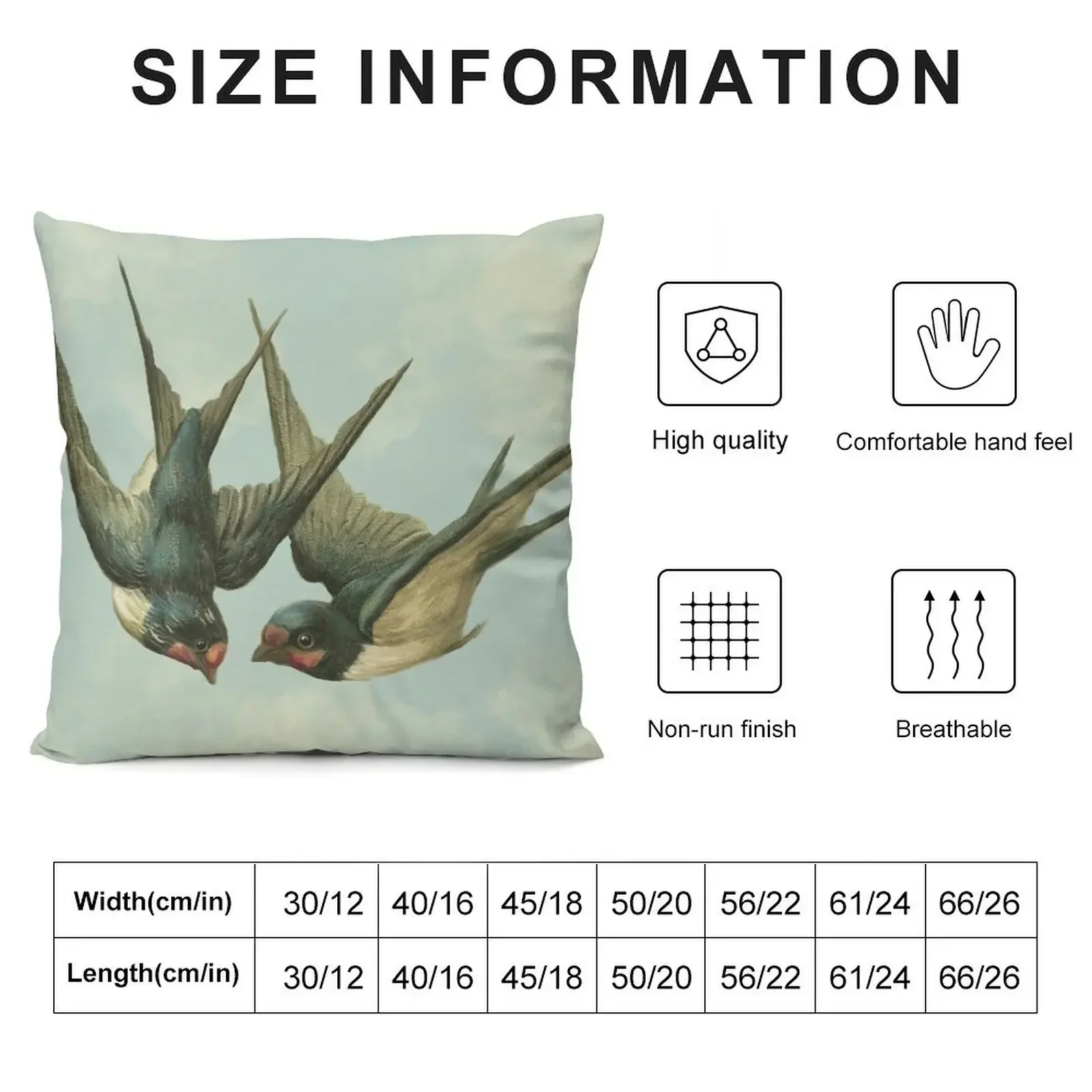 Vintage Swallow Pair Throw Pillow Decorative Sofa Cushions Luxury Cushion Cover christmas pillow case pillow