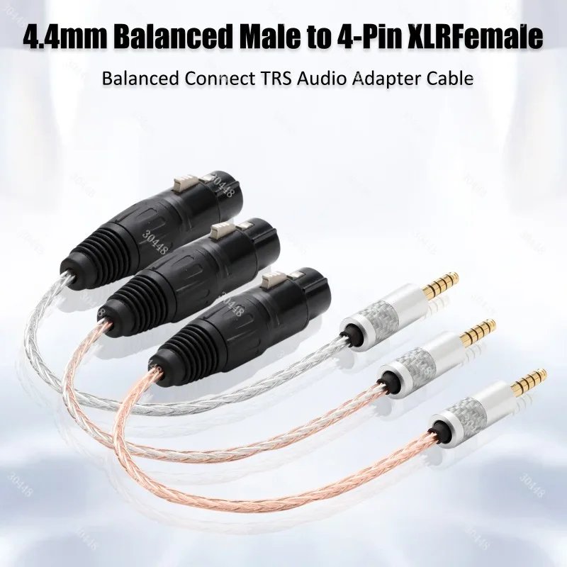 4.4mm to 4-Pin XLR Female Balanced Adapter Cable High-Purity Copper-Silver Headphone Upgrade