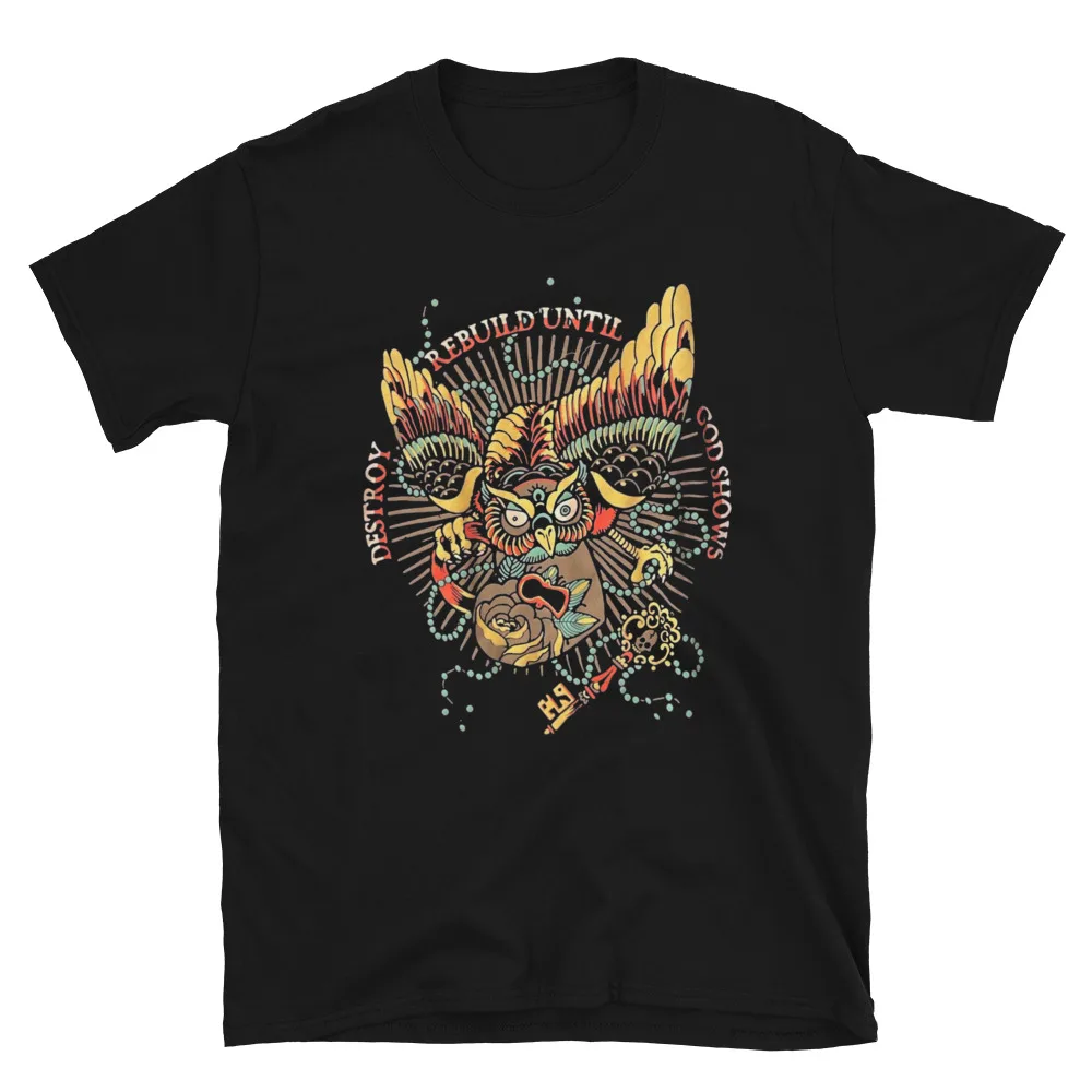 

D.R.U.G.S DESTROY REBUILD UNTIL GOD SHOWS Owl Post-Hardcore Band T-Shirt