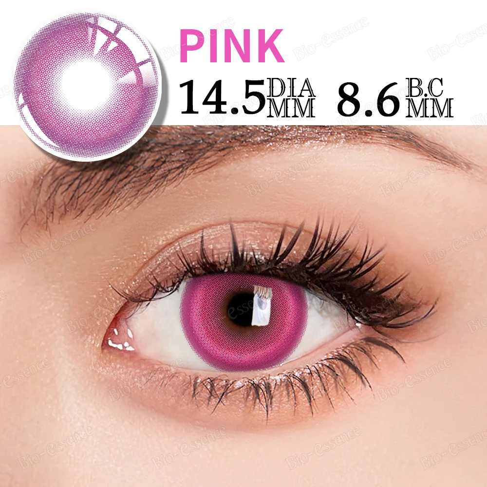 Bio-essence Pink Lenses 1 Pair Colored Contact Lenses for Eyes Anime Accessories Anime Lenses Cosplay Lenses Nezuko Colorcon