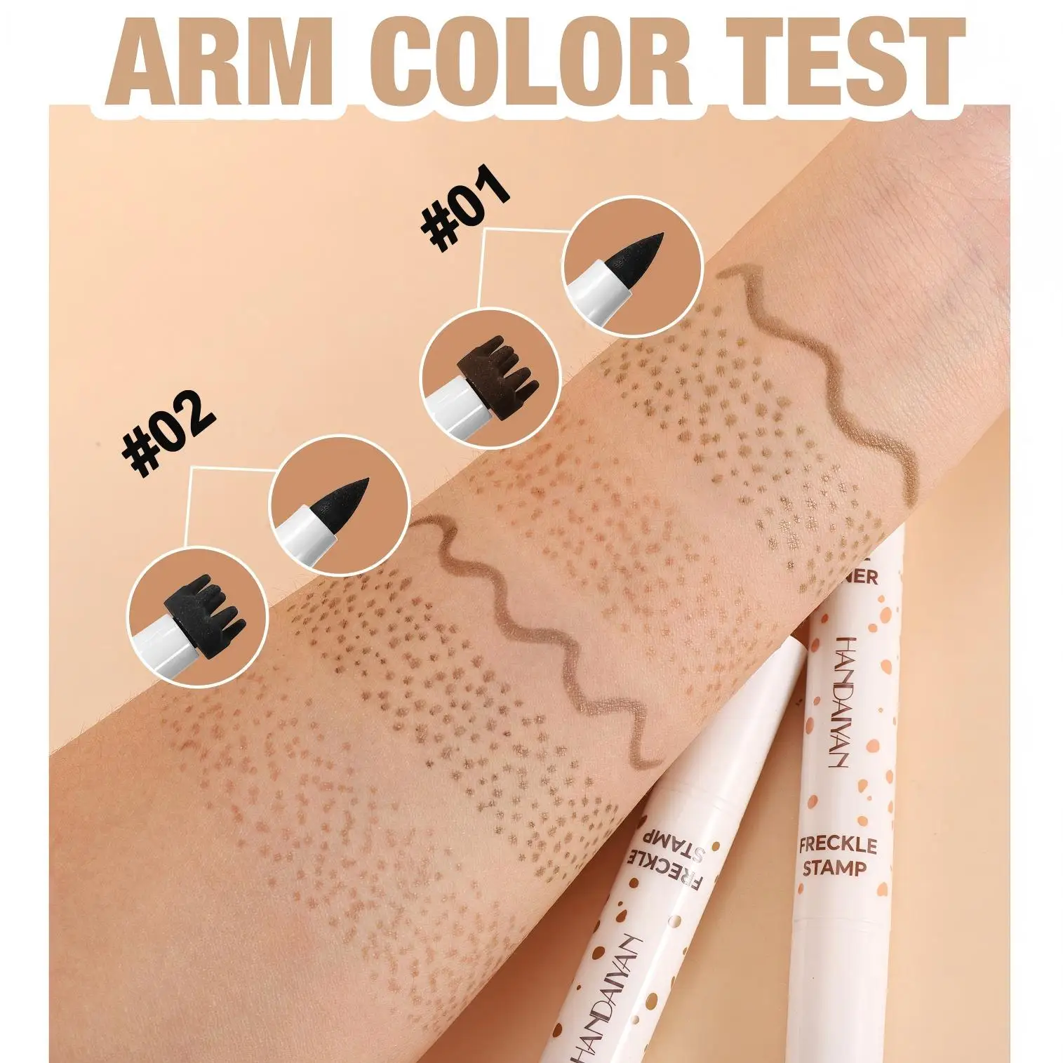 قلم وكحل ثنائي النمش 2 في 1، تركيبة مقاومة للماء والتلطخ، ظلال بنية طبيعية للنمش الواقعي #4