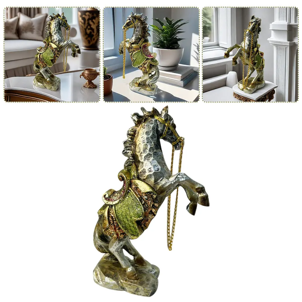 Standing Resin Horse Statue Decorative Sculpture for Home Office Desk Tabletop Art Resin Horse Decor Warm Comfortable Atmosphere