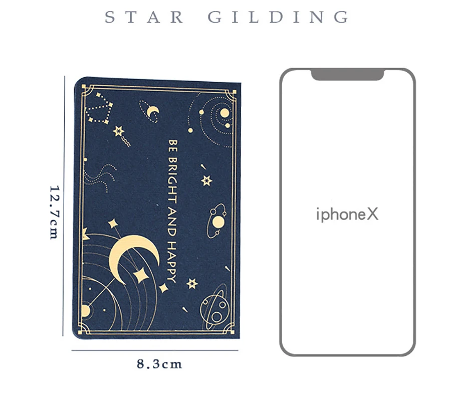 Dark Blue Starry Sky Bronzing Greeting Card With Envelope Set Creative New Year Gift Holiday Greeting Card Message Blessing Card