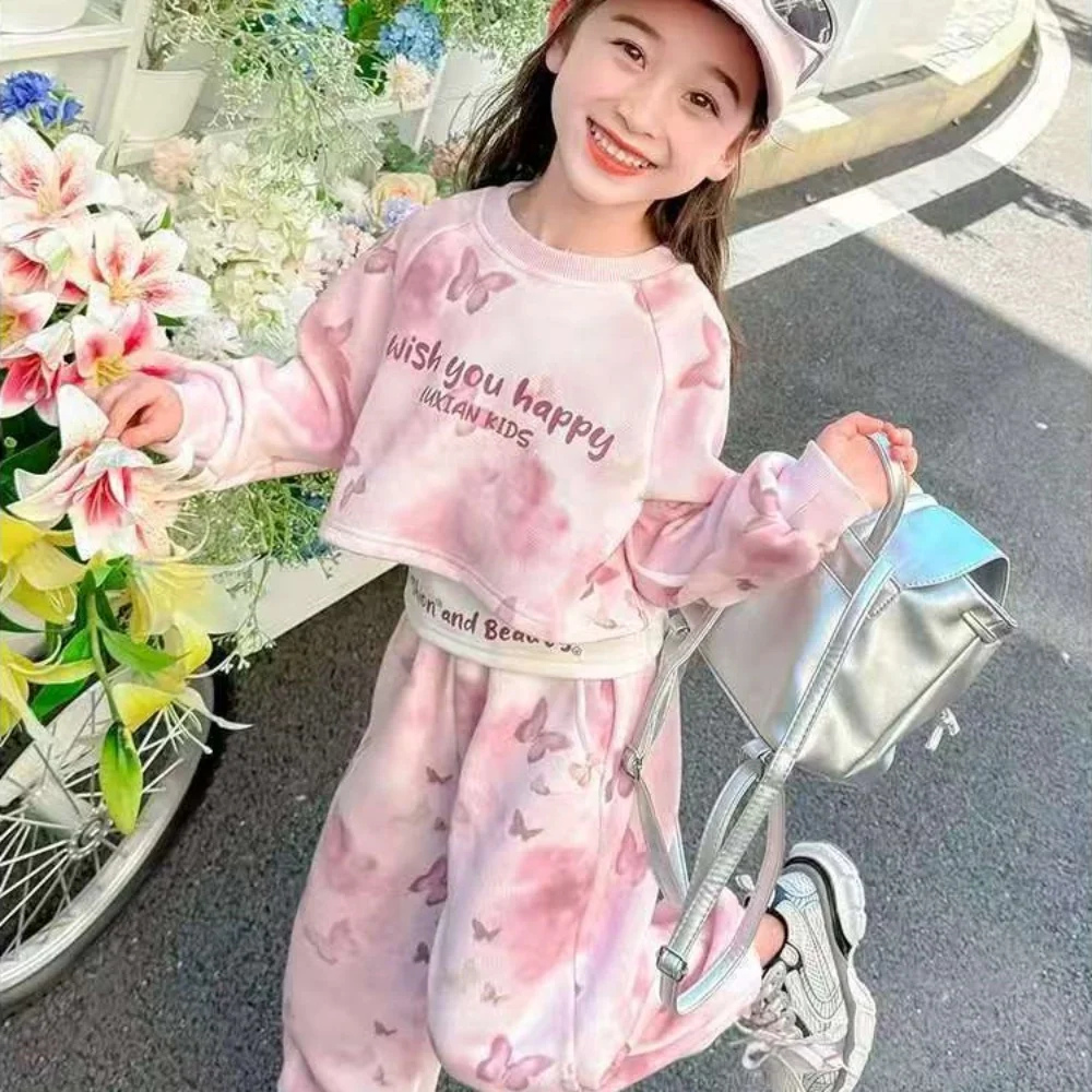 

Girls' Autumn Outfit Set 2025 New Style Children's Western-style Casual Sportswear Girls' Fashionable Hoodie Three Piece Set