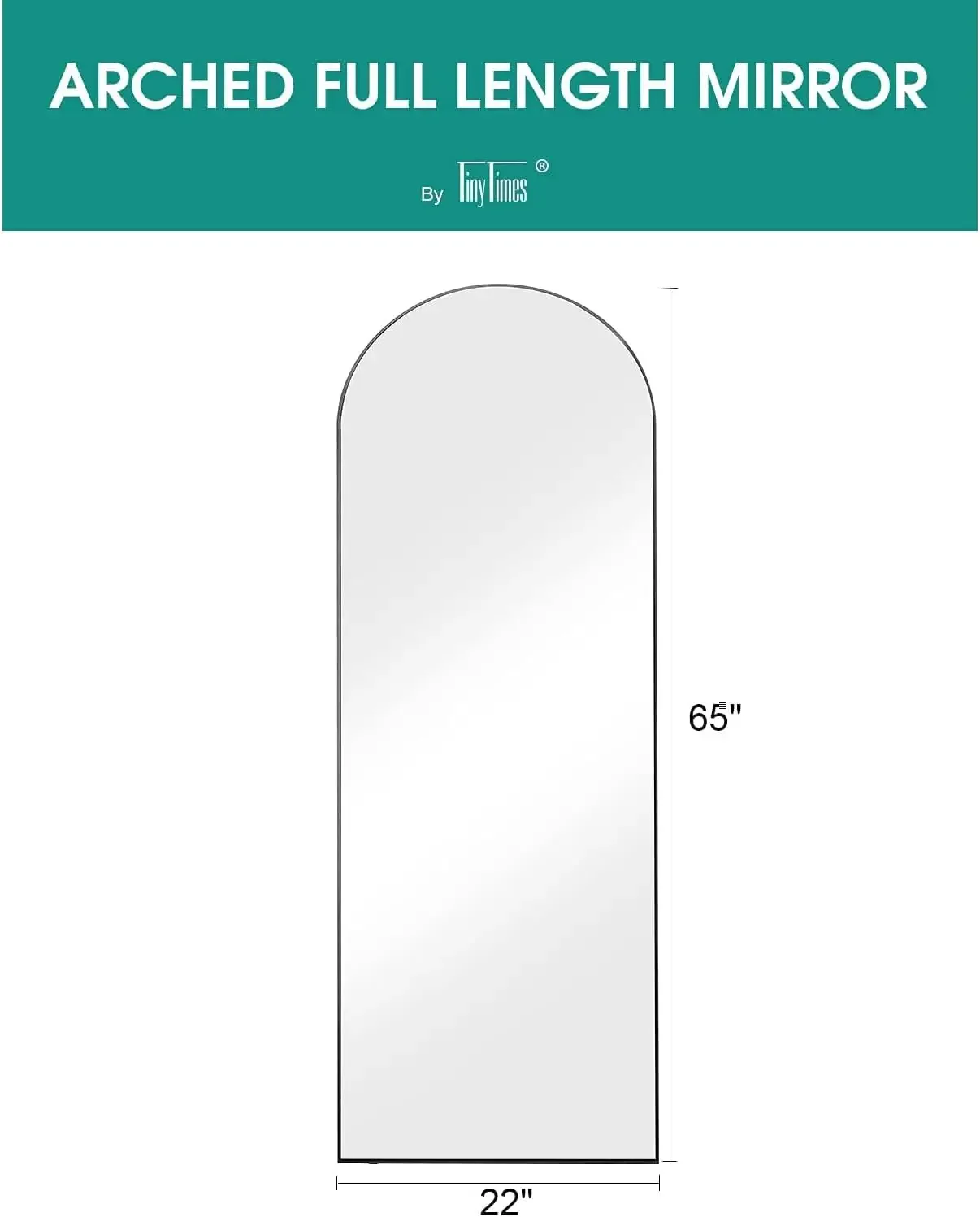 65''x22'' Arched Full Length Mirror, Floor Mirror with Stand, Wall Mirrors, Aluminum Alloy Frame - Black