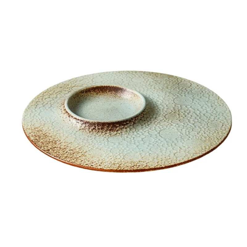 10 بوصة فرقعة الصقيل طبق سيراميك الرجعية الحجري طبق فندق مطعم أواني الطعام الإبداعية #5