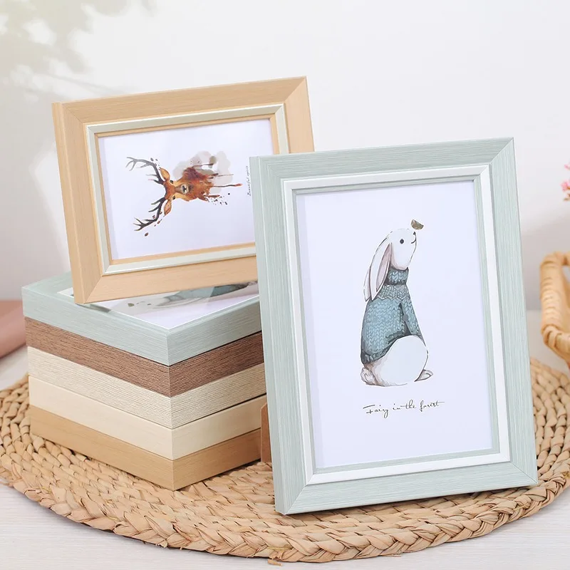 Imilation Wooden Photo Frame Desk Display 5/6/7/8/10 Inch Decorative Frame for Living Room Decor Minimalist Picture Frame