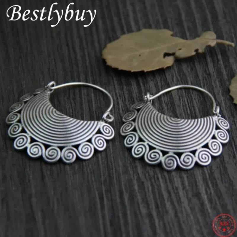 

Bestlybuy S925 Sterling Ear Drop Vintage Retro Woman'S Thai Silver Jewelry Handmade Pure Argentum Earrings