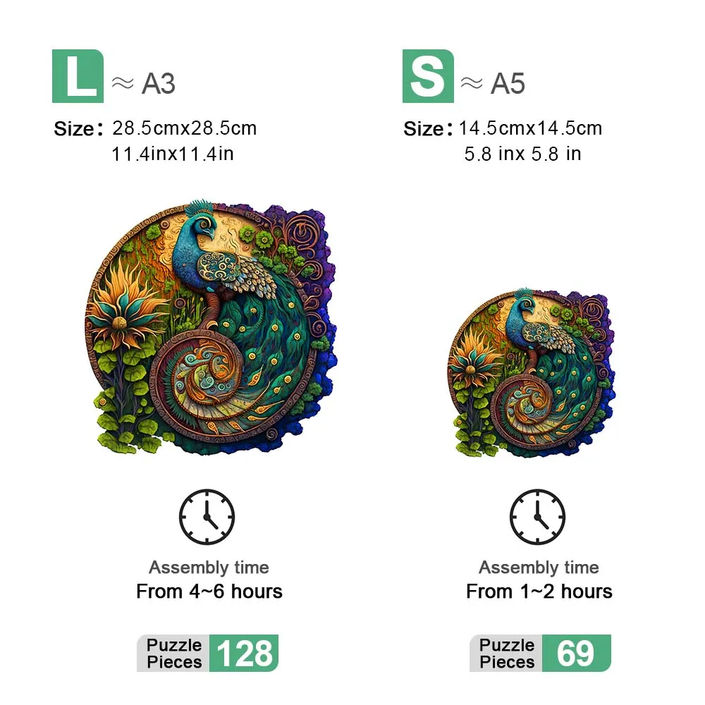 Puzzle in legno di pavone puzzle 3D personalizzato per bambini adulti regalo educativo gioco giocattolo per bambini