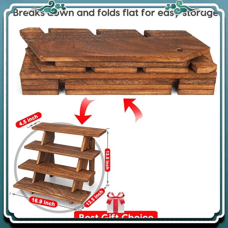 Wooden Display Stand Wood Cupcake Stands Tool Free, Rustic Risers For Display Perfect Craft Shelves Table Display Stand