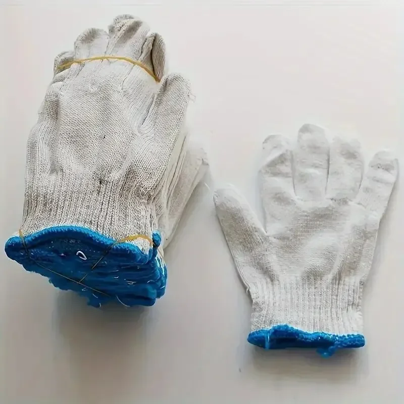 24 قطعة من قفازات العمل المصنوعة من القطن عاكس الضوء غير قابلة للانزلاق ومقاومة للاهتراء، قفازات حماية العمل البيضاء المشفرة #4