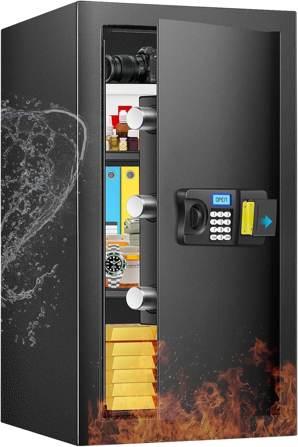 

Сейф, огнестойкий домашний сейф 5,5 куб. футов с огнестойкой водонепроницаемой сумкой, противоугонные цифровые сейфы с интеллектуальной системой оповещения,