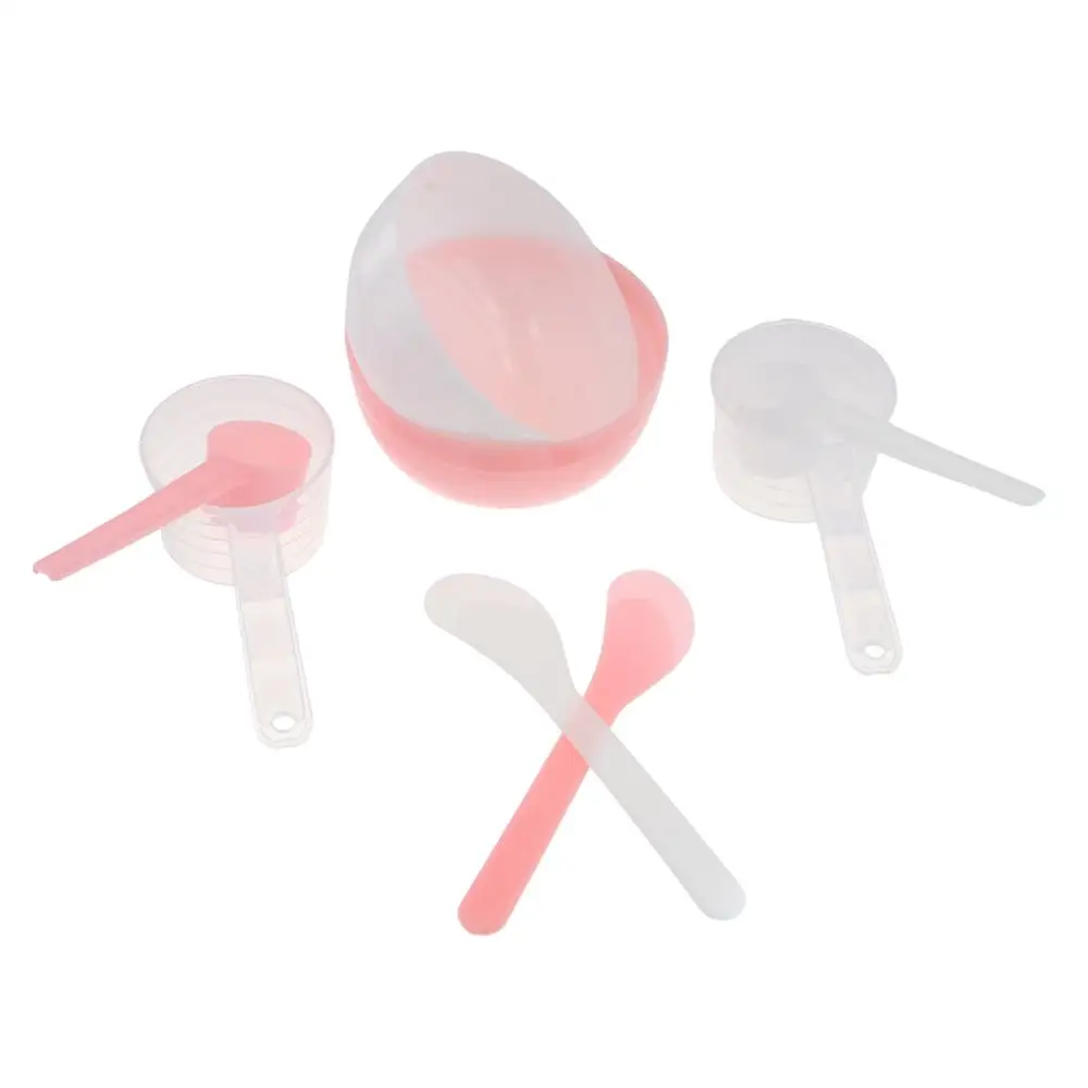 4Pcs/Set Homemade DIY Face Mask Mixing Bowl Set Mini Plastic Facial Mask Spatula Tool Measuring Spoon Stick Soft Salon