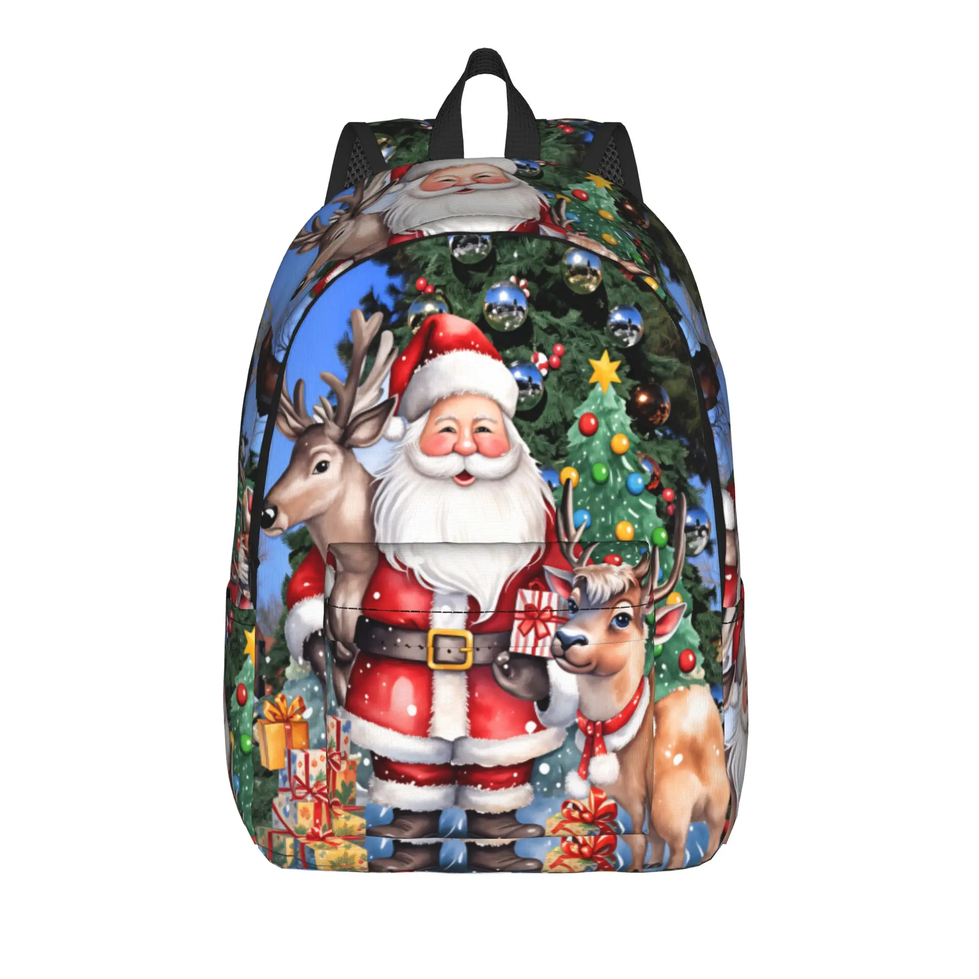Christmas Santa Snowman Backpack  Youth Polyester Daily Backpacks Lightweight Streetwear High School Bags Rucksack