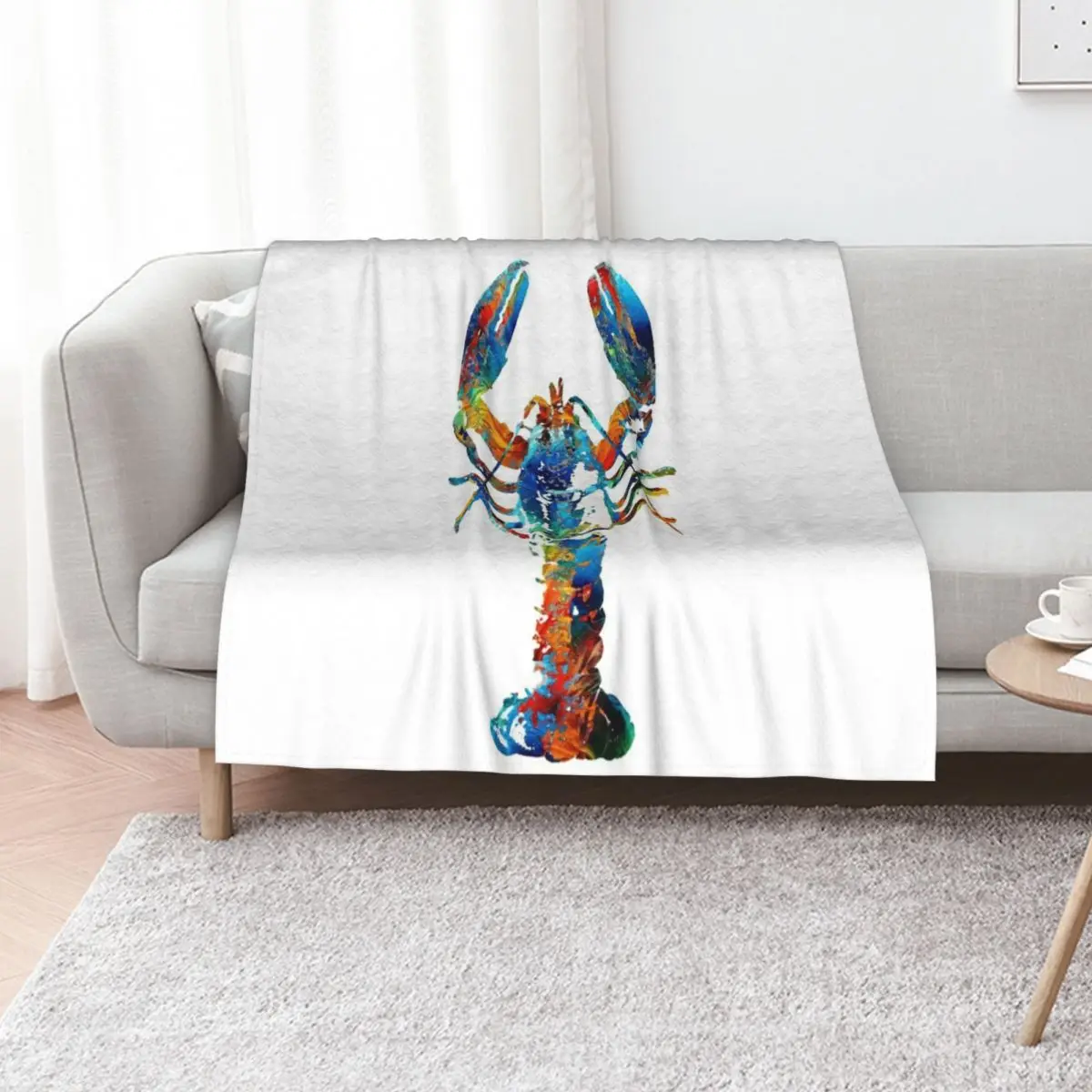 Colorful Lobster Art by Sharon Cummings Throw Blanket Designers Soft Plush Plaid Heavy for winter Nap Flannel Fabric Blankets