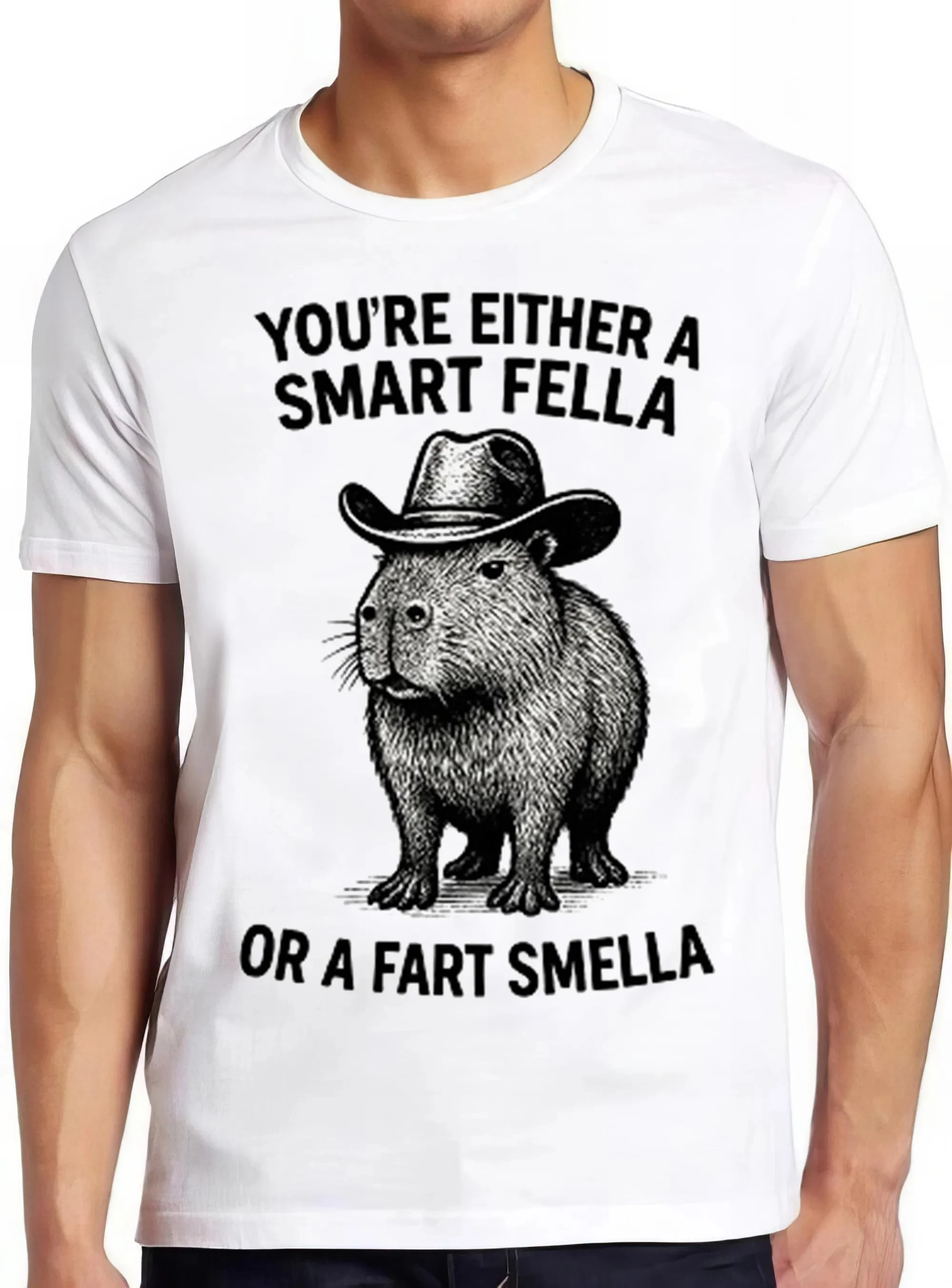 

Capybara Smart Fella или Fart Smelt. Самая продаваемая забавная подарочная футболка, мужская хлопковая футболка с ретро-принтом из США.