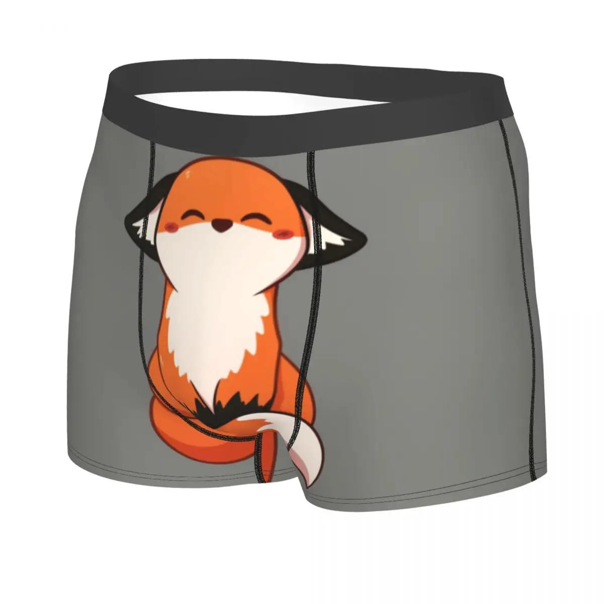 Custom Cute Fox Underwear Men Stretch Fashionable 3D Animal Printing Boxer Briefs