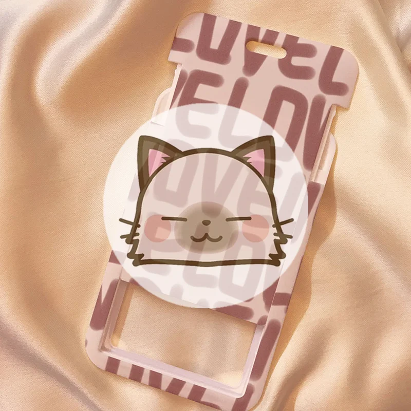 

New Cartoon Card Holder Photocard Holder Keychain Students Card Protectors Pink ID Bank Cards Cover School Stationery