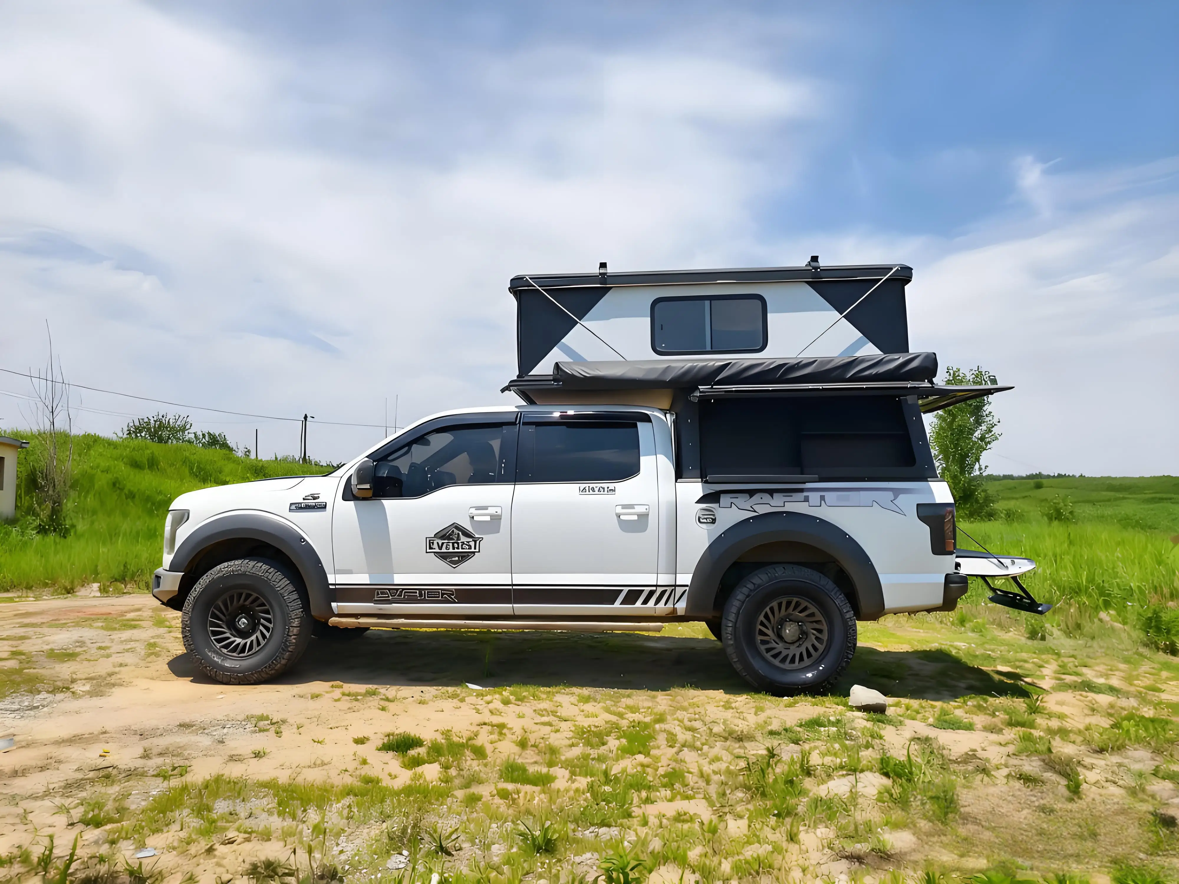 Simple Install Truck Tent for 6.5-8 Ft Truck Bed, Pickup Truck Bed Tent Double Layer Waterproof Pu2000Mm for Camping Car Tent