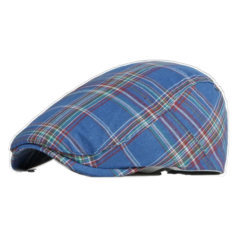 Oohmy Cotton Men Women Youth Girls Adjustable Plaid Ivy Newsboy Cabbie Gatsby Golf Beret Flat Hat Vintage Fashion Plaid Headwear