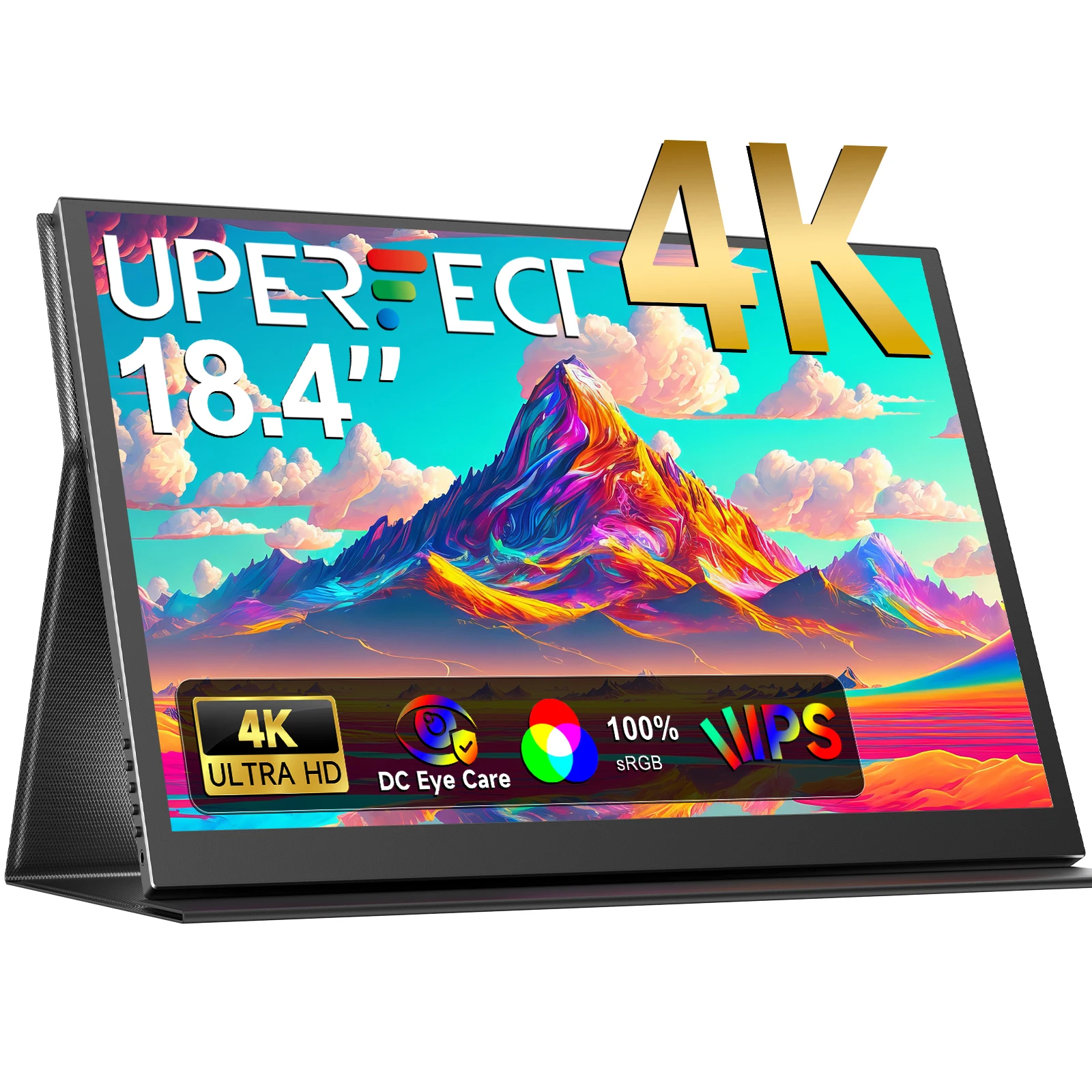 

UPERFECT 18-дюймовый портативный монитор 4K IPS-дисплей 3840x2160 Внешний второй игровой экран для игрового ноутбука PS4 Switch Mini PC
