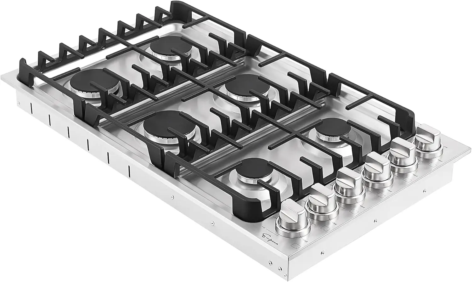 Table de cuisson pour cuisinière à gaz avec 6 brûleurs scellés, NG, GPL convertible, acier inoxydable