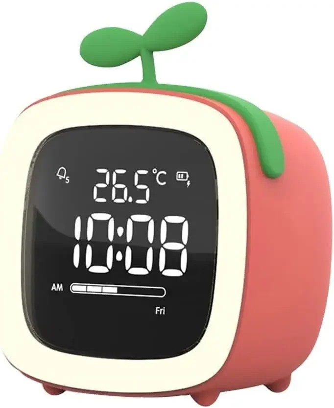 Cartoon Mini Alarm Clock Cute TV Night Light Rechargeable Digital